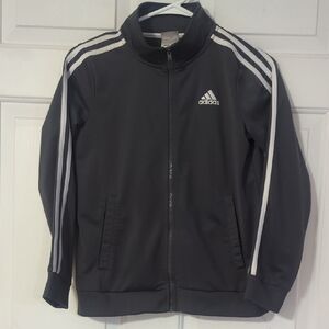 Adidas Kids Dark Gray Jacket with White Stripes